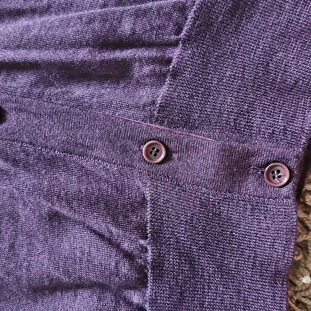 Akris Punto Wool Cardigan Faux Layered Blouse Button Up 10 Purple - Picture 4 of 10